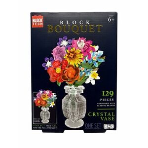 Block Tech Block Bouquet VASE 129 Pieces Building Block Set Ages 6+ NIB 2025
